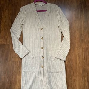 Boutique waffle knit cream cardigan